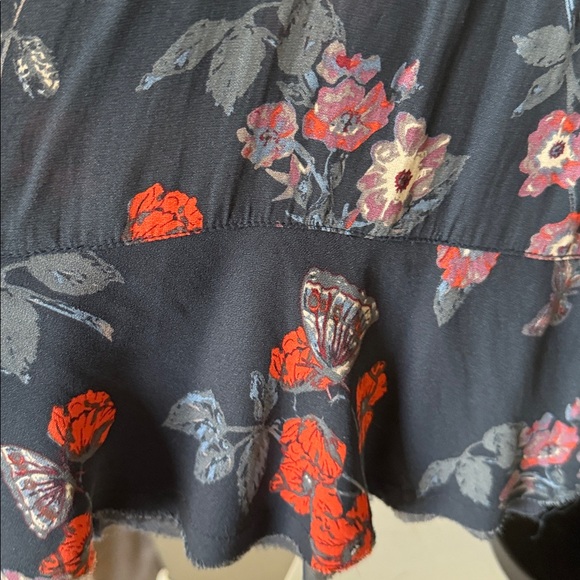 Free People Floral Black and Red Women's Top/mini dress - Picture 4 of 9